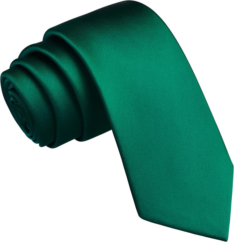 Branduce 2.4"（6cm） Mens Solid Skinny Satin Tie Pure Color Slim Necktie for Business and Wedding - Image 1